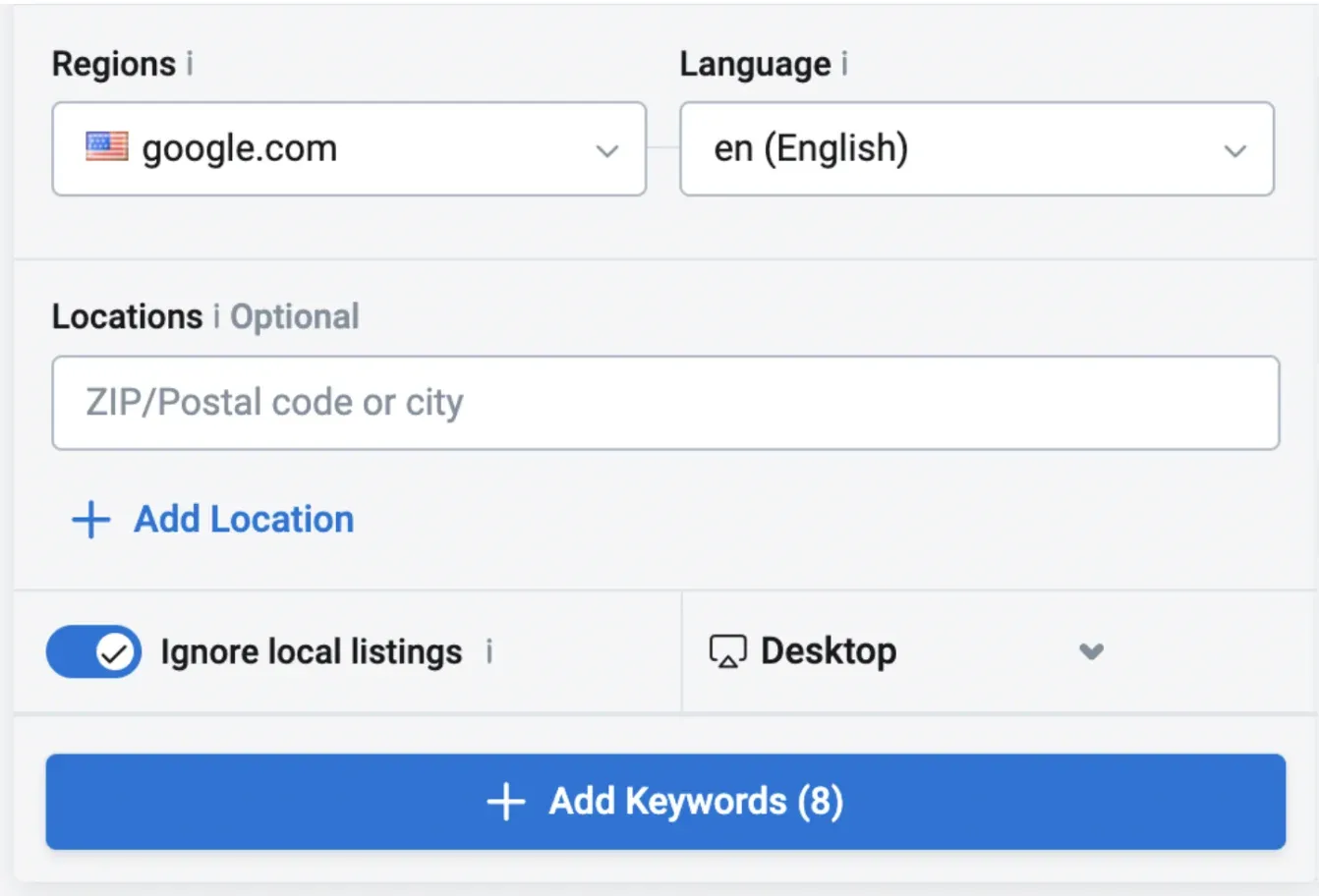 Keywords in Keyword.com hinzufügen
