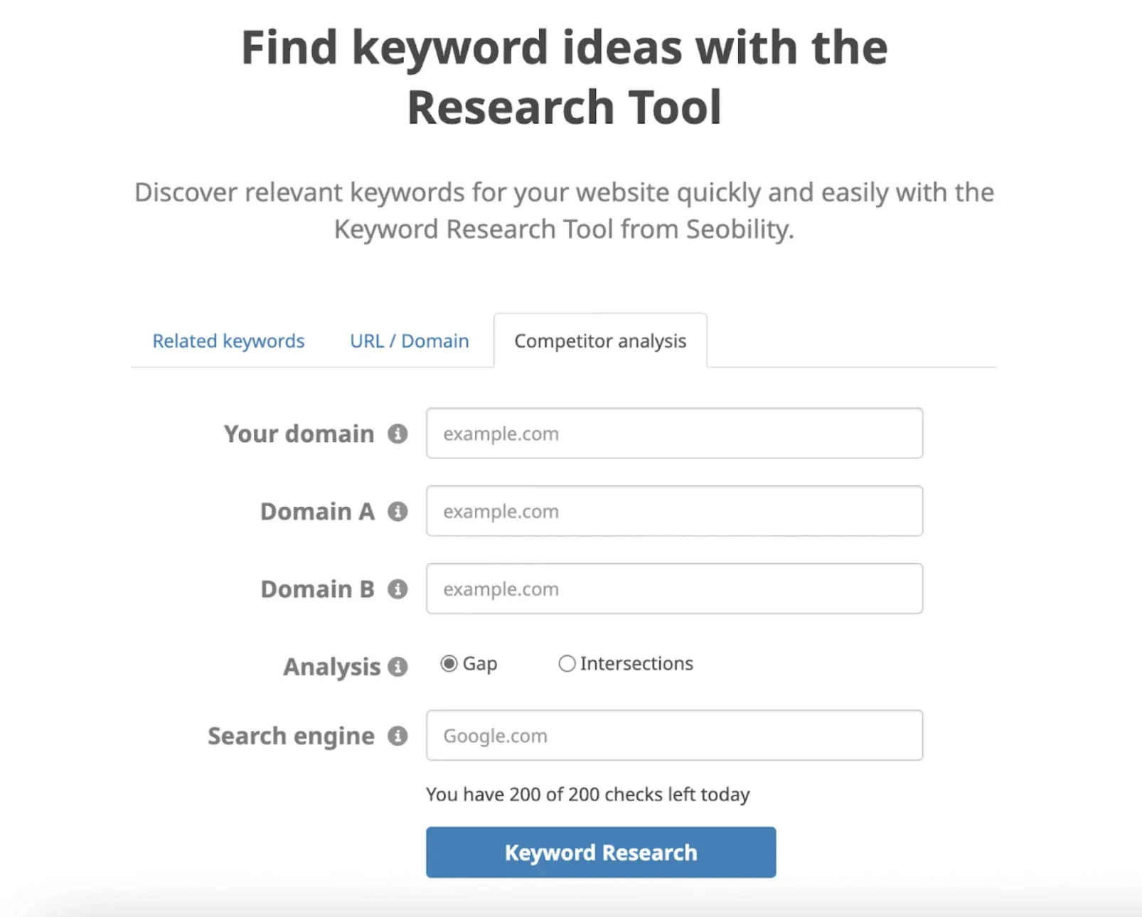 Seobility Keyword-Recherche-Tool