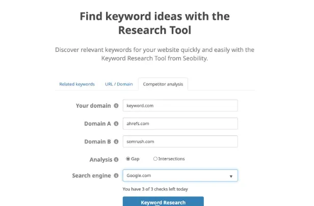 Choisir les mots-clés avec Seobility