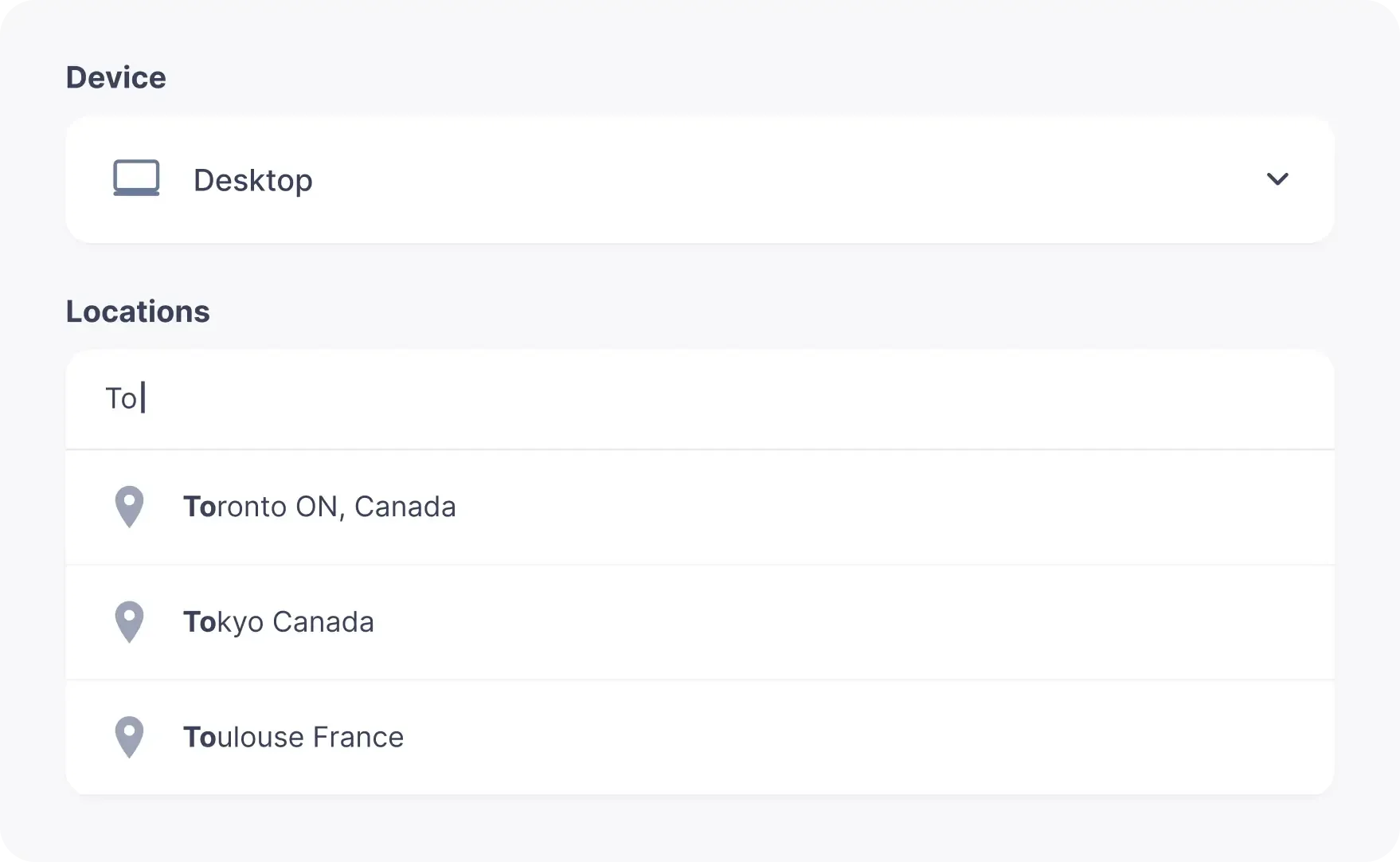 Track keywords by location and device