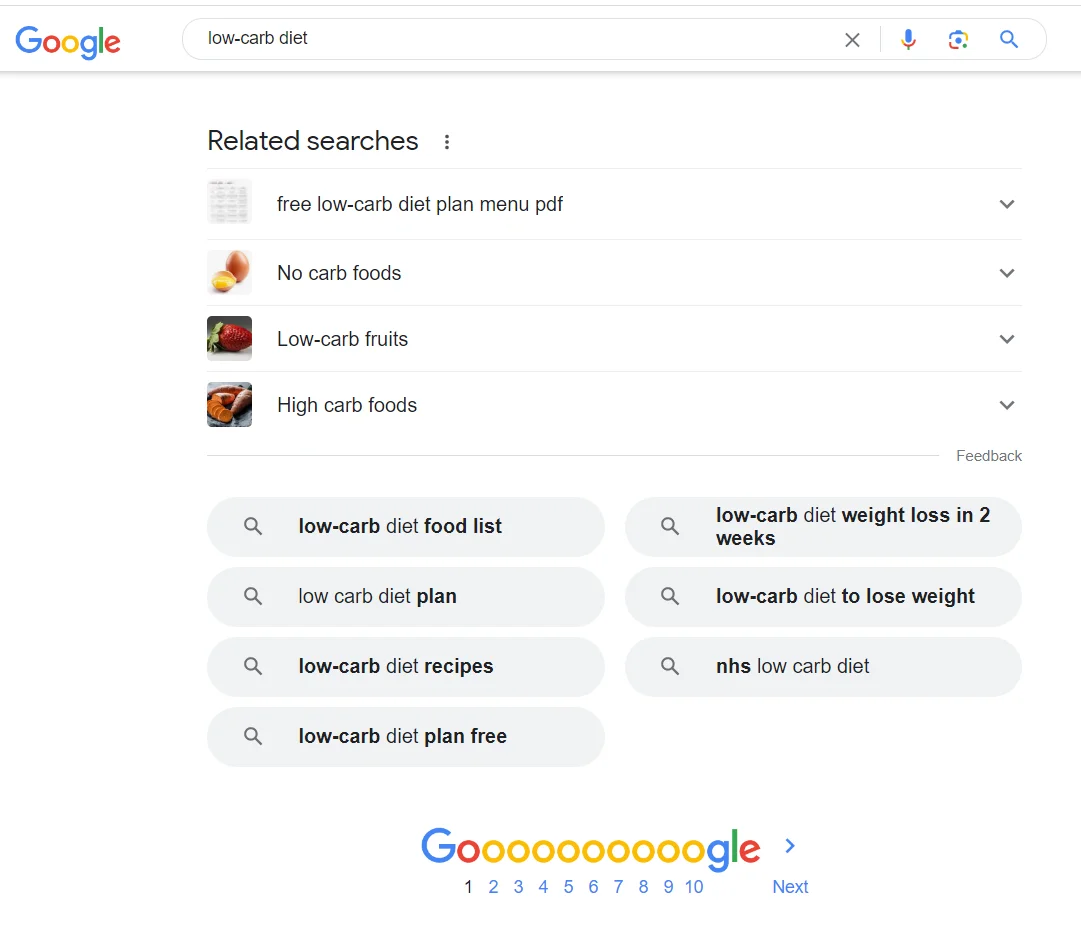 Ejemplo de búsquedas relacionadas