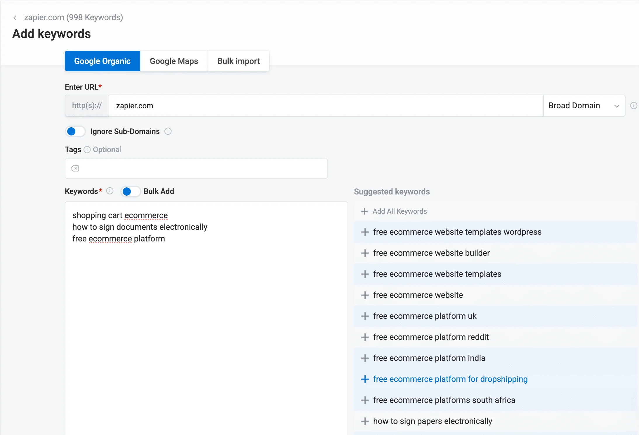 Ajouter des mots-clés