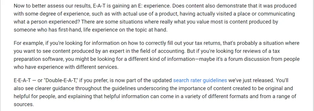 E-E-A-T-Update zeigt, dass Google Websites nach Experience, Expertise, Authoritativeness und Trustworthiness rankt