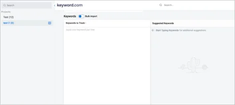 Capture d’écran de l’outil de suivi des mots-clés de Keyword.com affichant l’analyse de l’intention de recherche, montrant la distribution des mots-clés de navigation, commerciaux, informatifs et transactionnels.