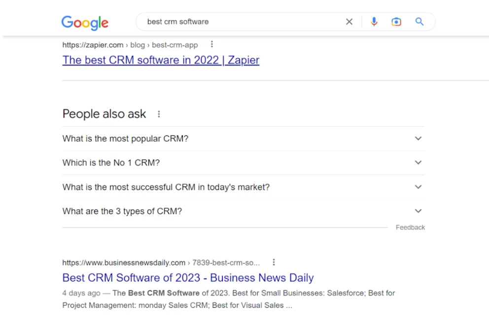 Example of the title in the comparison question on Google Search 