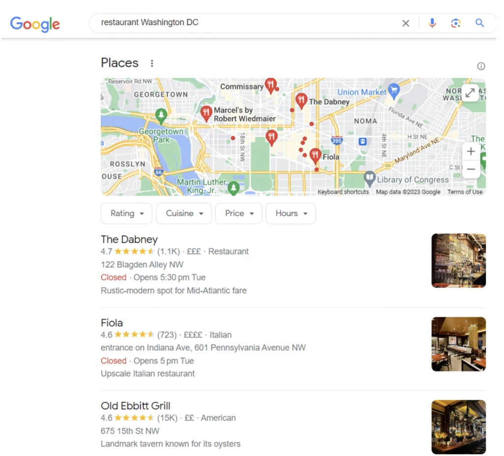 Recherche de profil Google My Business