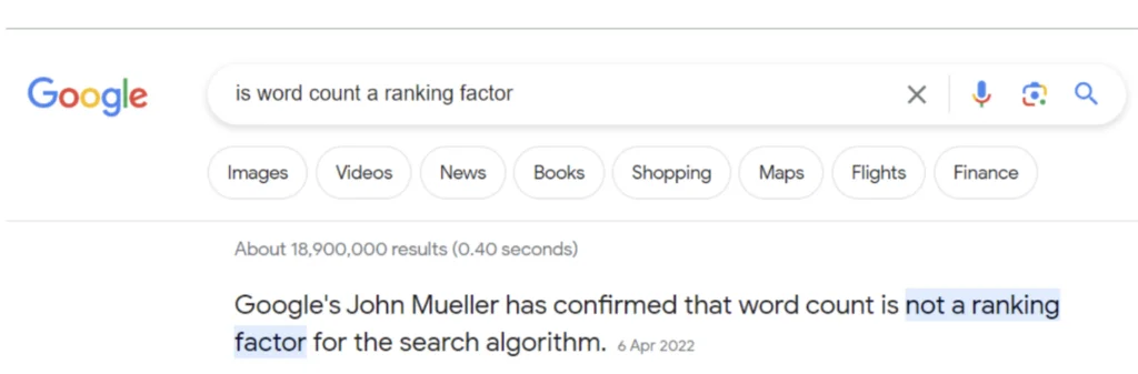 Extrait sur le nombre de mots pour le classement