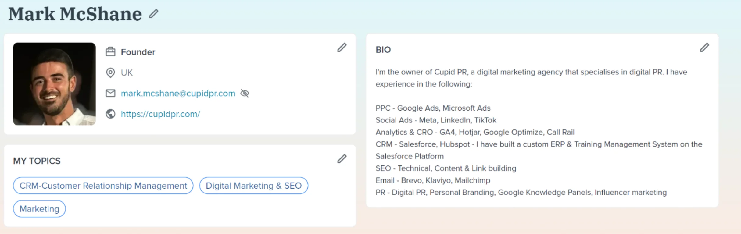 Mark McShane HARO profile