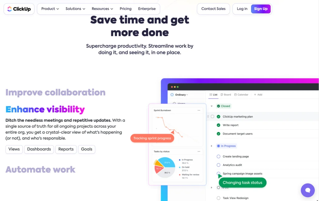 Logiciel en marque blanche pour les spécialistes du marketing de contenu - ClickUp