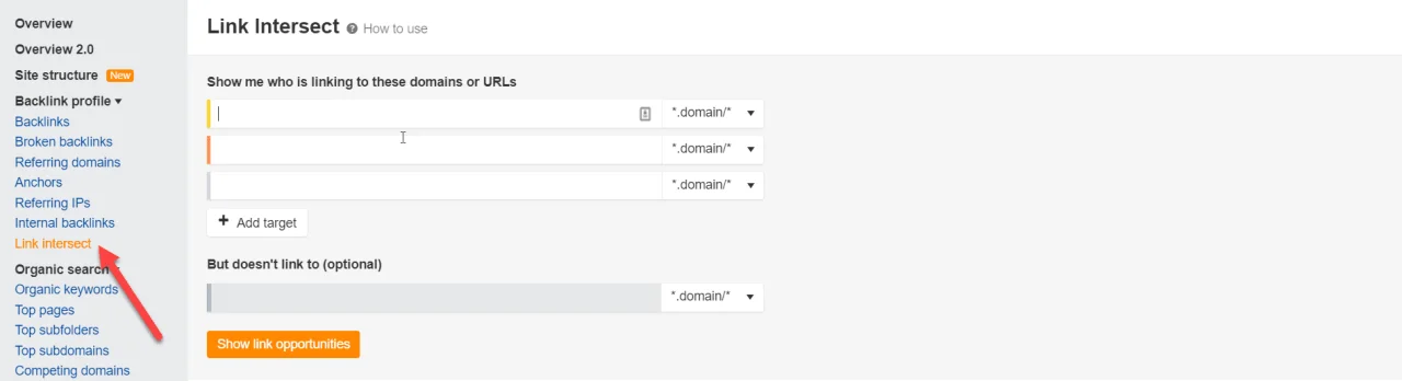 ahrefs link intersect