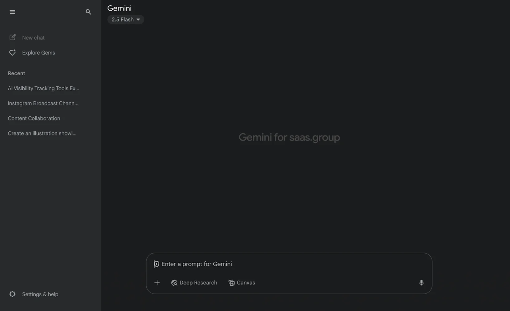 Screenshot of Google Gemini chat interface used for tracking brand mentions with prompt input