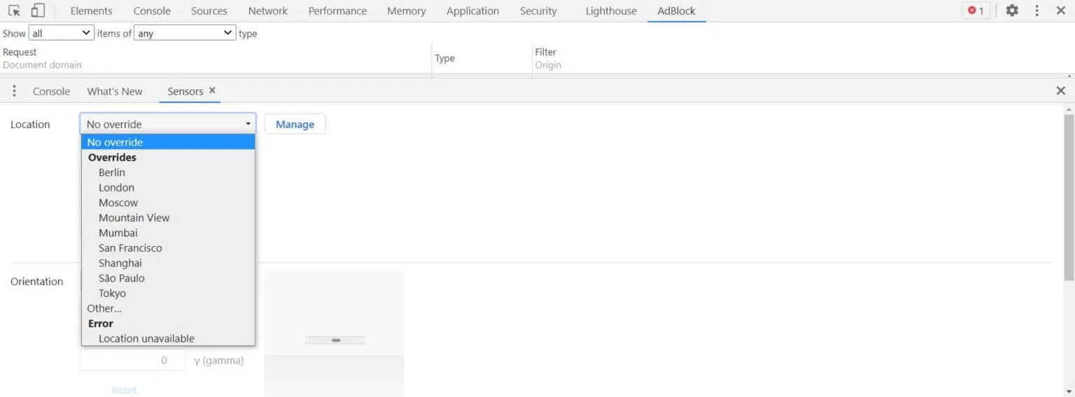Override de herramientas de desarrollo de Google Chrome