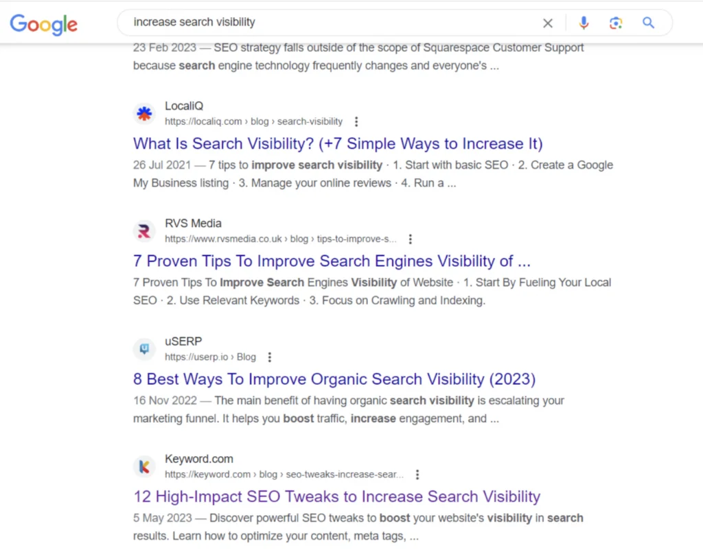 SERP competitor rankings - search visibilty