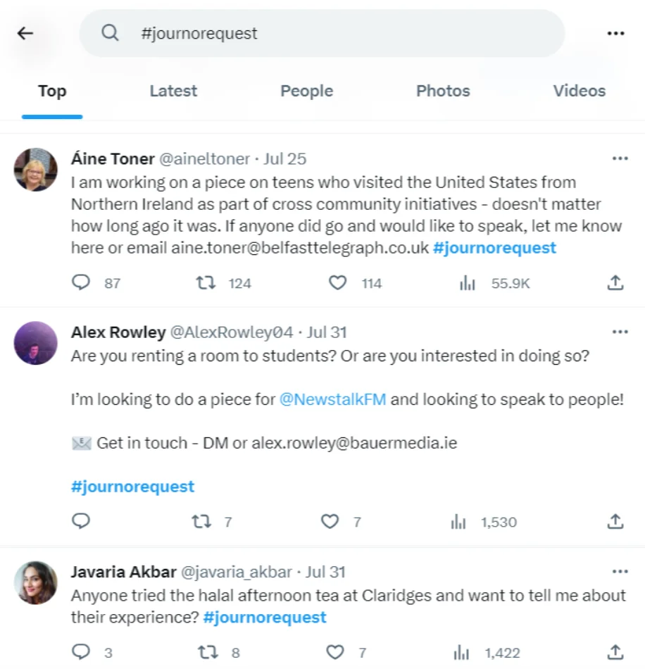 Exemple de demande d’un journaliste  