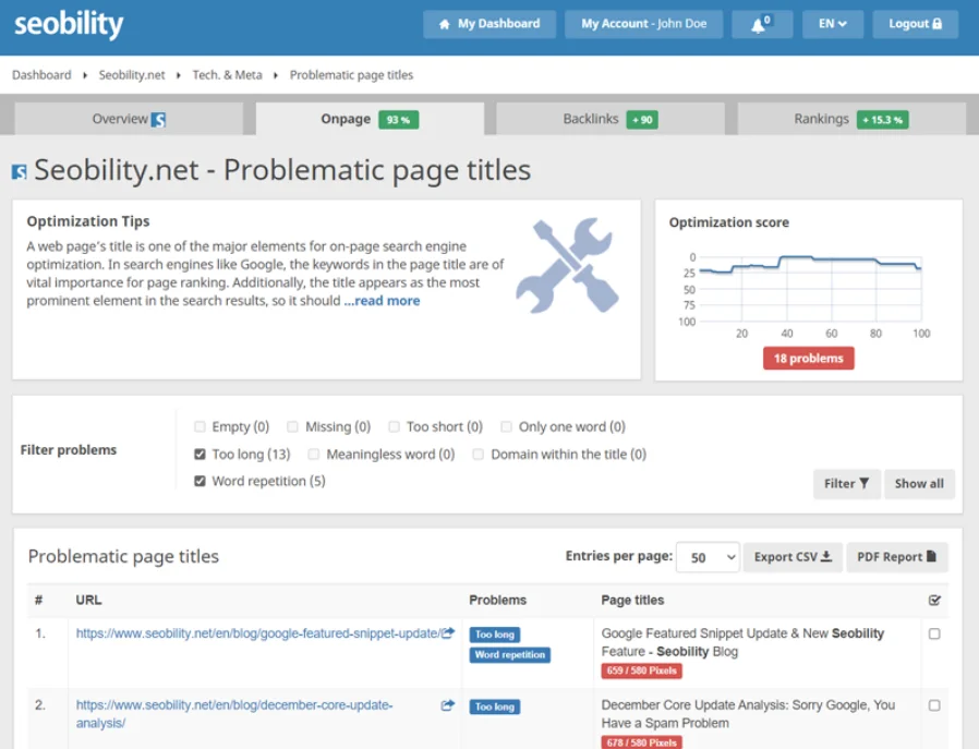 Logiciel SEO Seobility pour les petites entreprises