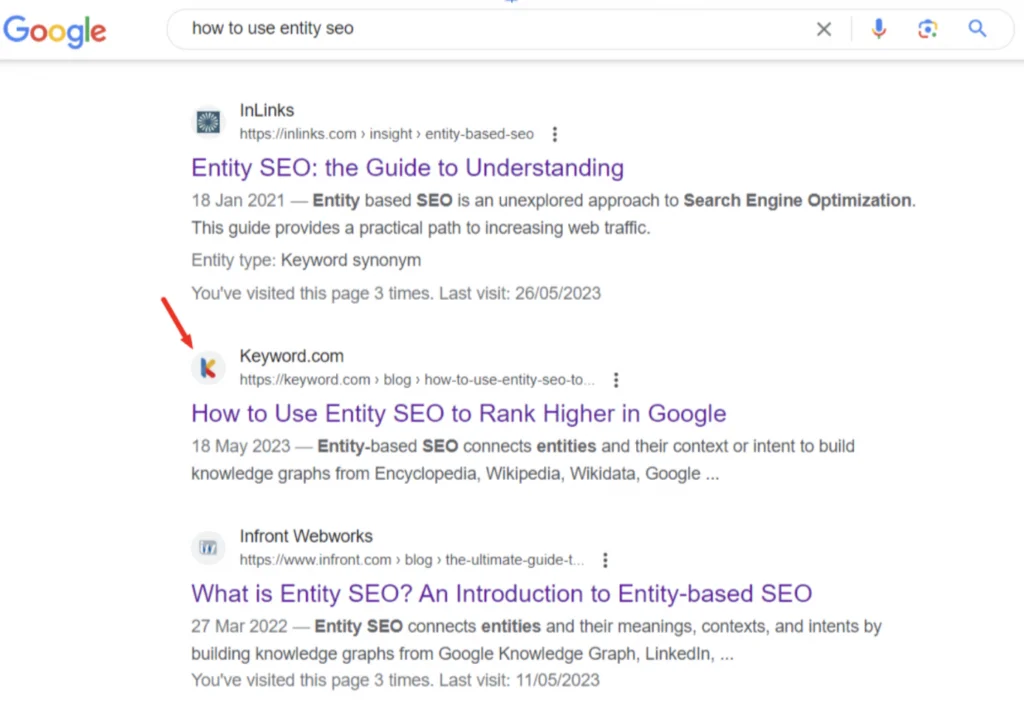 Featured snippet pour l’article sur le référencement des entités