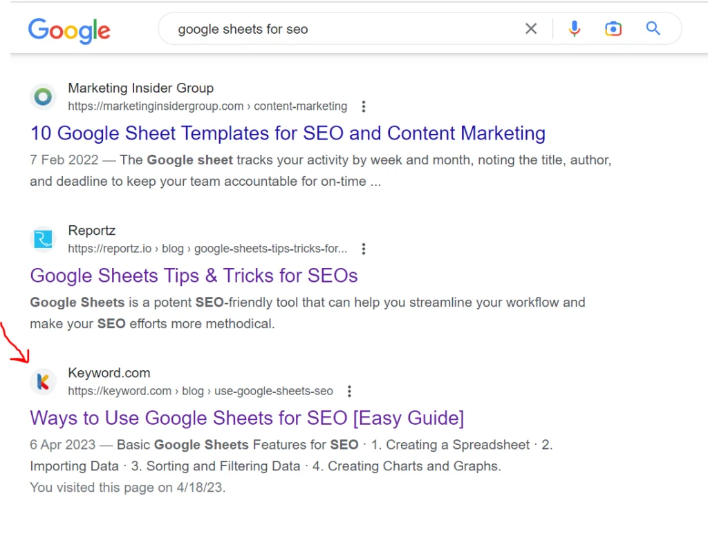 Beispiel für Sichtbarkeitssteigerung durch Website-Ranking 2