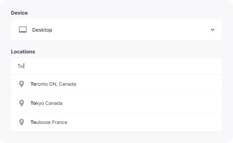 Track keyword rankings locally by device and location