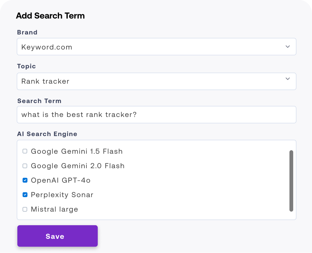 Track AI search terms