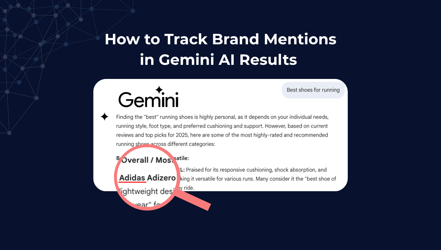Screenshot showing Adidas Adizero mentioned in a Gemini AI search result for best running shoes