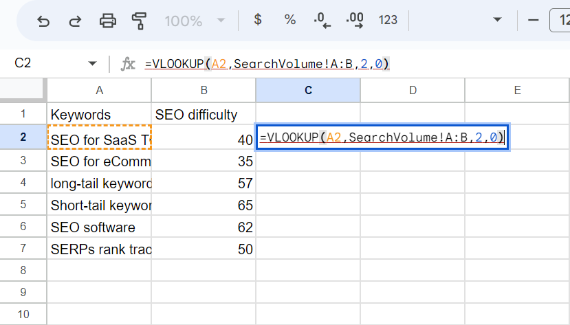 how to use the vlookup function