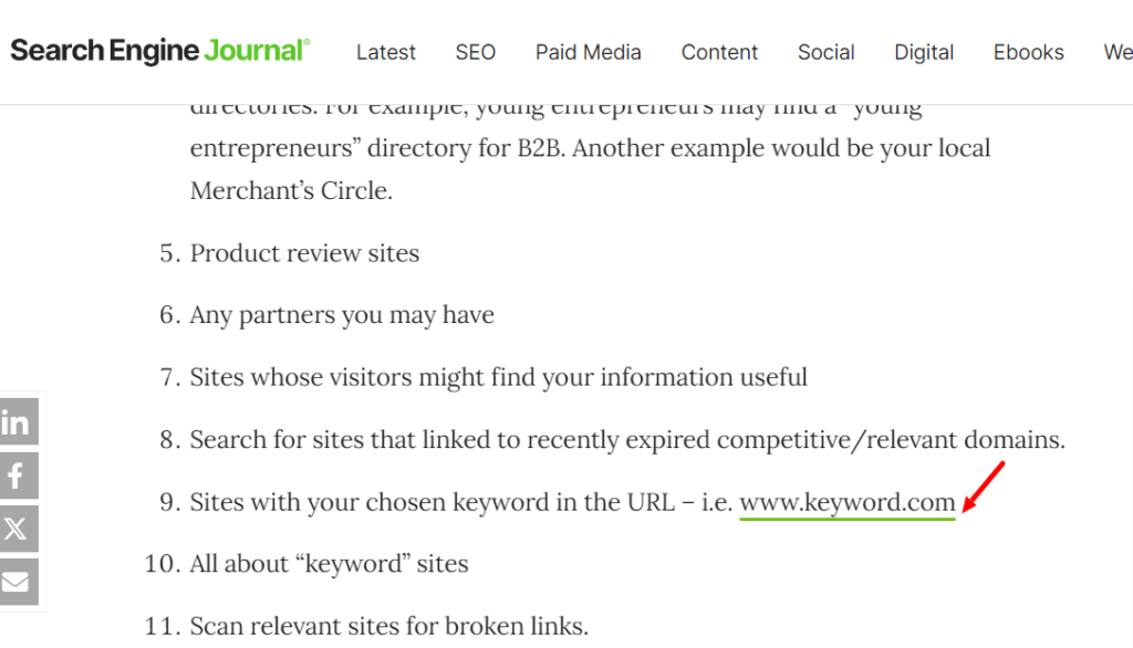 natural links example - these links are won without any motive—they’re simply related to your content