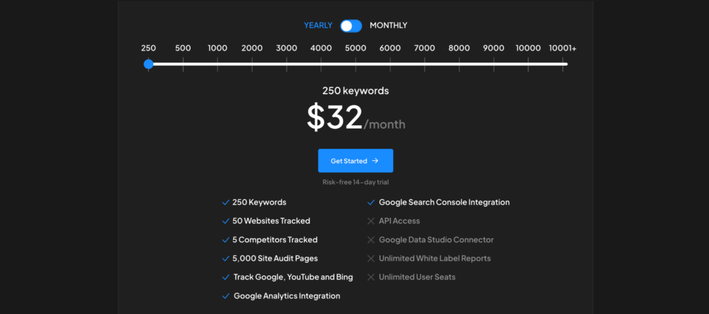 nightwatch seo tool's pricing plans