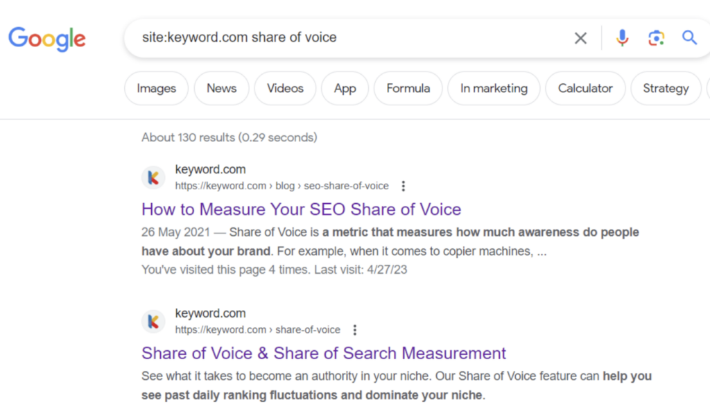sov landing pages in serps 