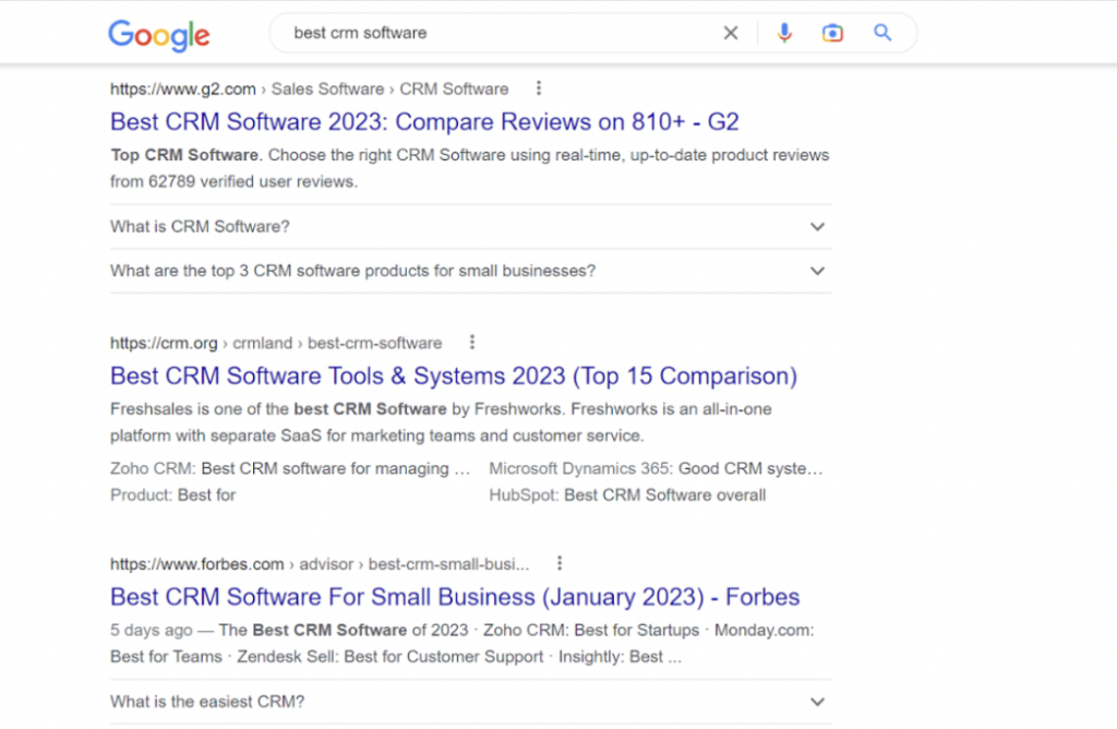 Example of the title in the comparison question on Google Search 