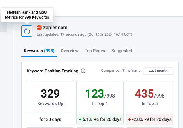 keyword serp tracker: get on-demand se ranking updates in seconds.