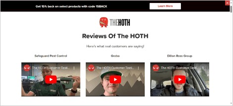 the hoth also created another page featuring lots of video testimonials